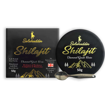 Salahuddin Himalayan Shilajit Resin 50G + FREE Liquid Drops + Lab Tested + Certified