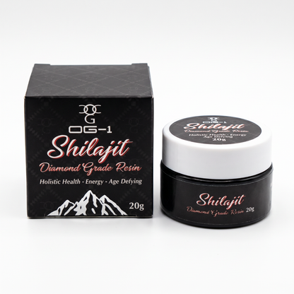 OG-1 Shilajit Diamond Grade Resin 20g black jar and box