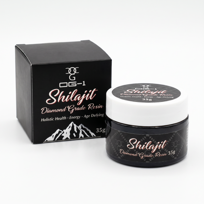 OG-1 Shilajit Diamond Grade Resin 35g black jar and box