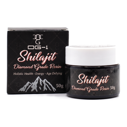 OG-1 Shilajit Diamond Grade Resin 50g black jar and box